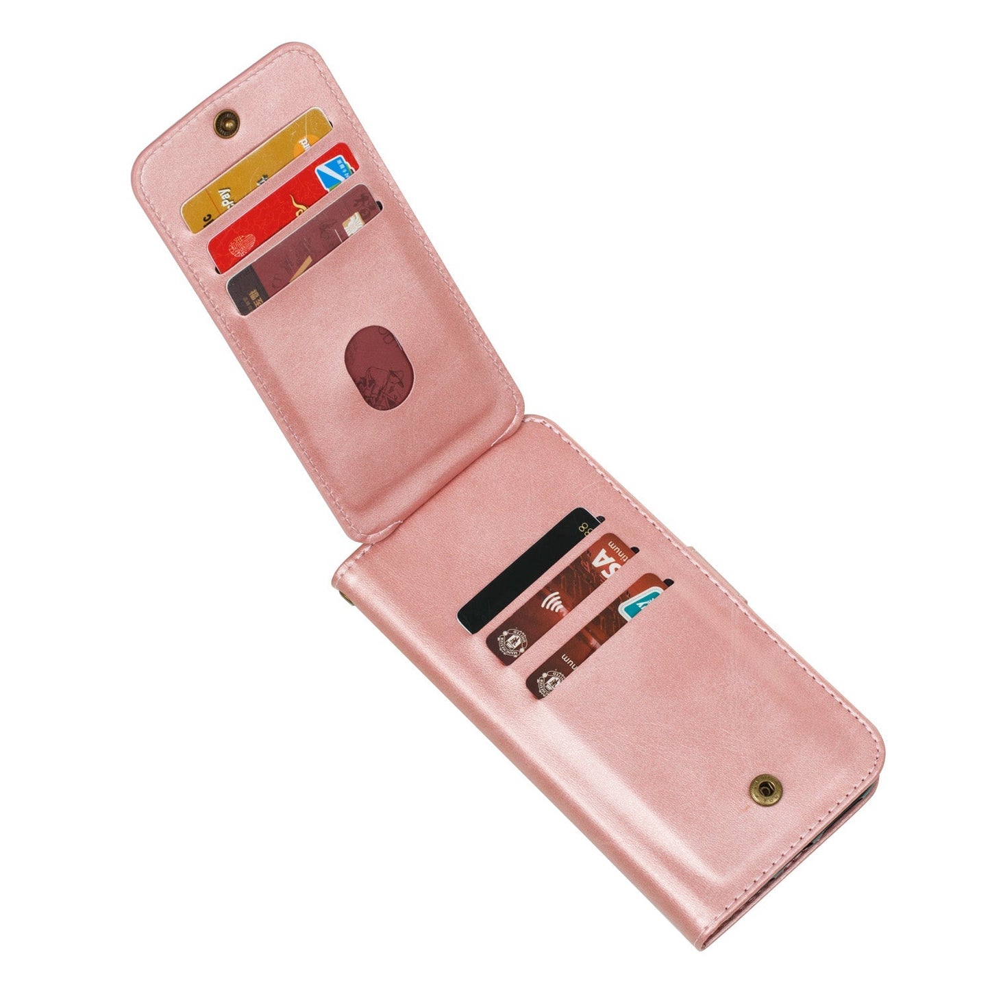 oppo find x9 pro 9 card wallet vertical flip w front zipper cowhide finish (w-013)