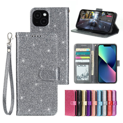 samsung galaxy xcover 7 PU leather flip case shiny glitter finish 3 card slot (w-glitter3)