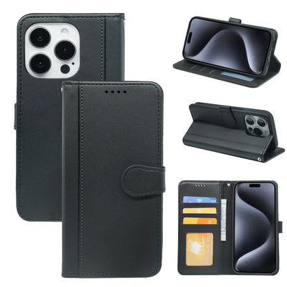 Moto g06 PU leather flip case stitched, 3 card slot & front round shaped closure (w-R203C)