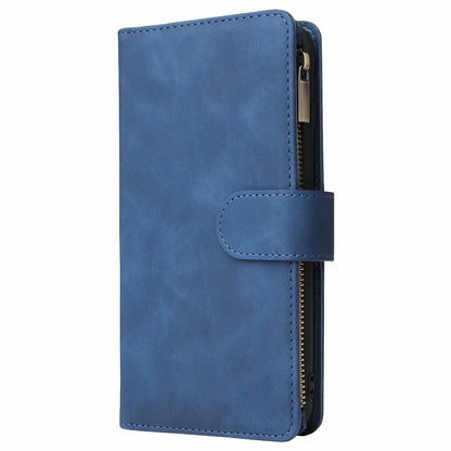 huawei mate 10 multifunction wallet case suede finish 6 card slots & zipper pouch(w-010)