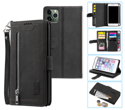samsung galaxy s24 fe all in one wallet 9 card front zipper suede finish (w-014)