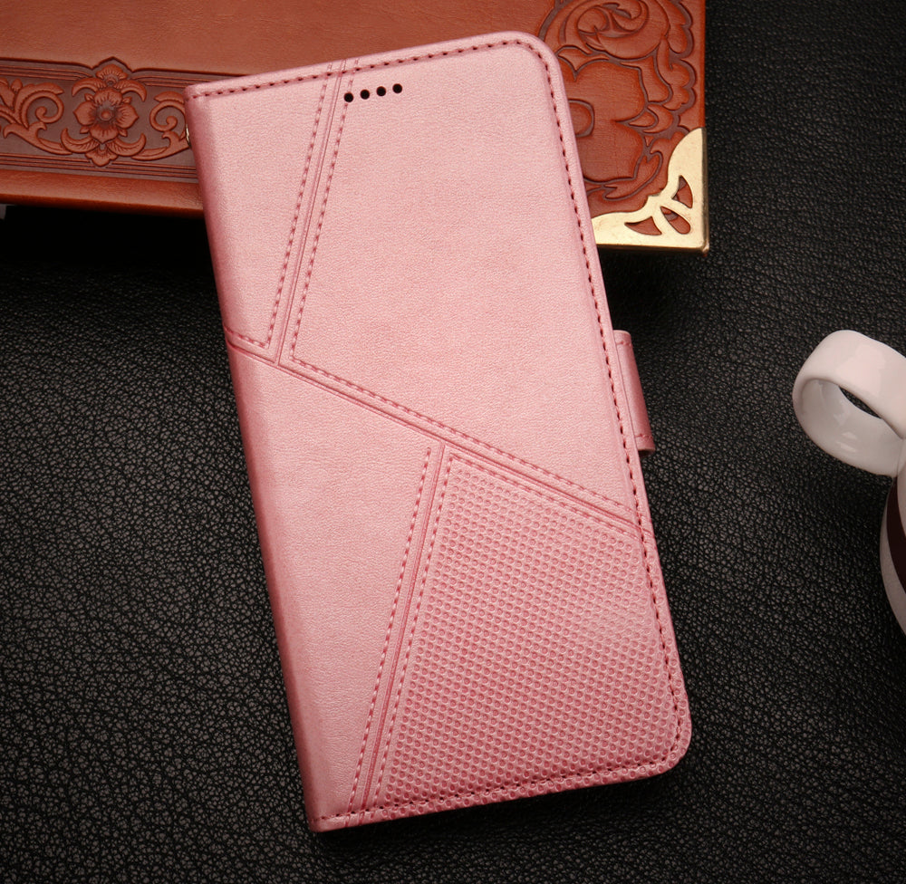 samsung galaxy s26 flip wallet case cowhide finish dot pattern 3 card slot & back magnet closure (w-008)