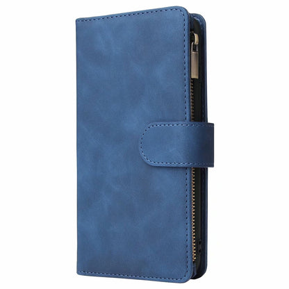 Google pixel 9 / 9 pro / 10 / 10 pro multifunction wallet case suede finish 6 card slots & zipper pouch(w-010)