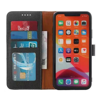 samsung galaxy s26 plus PU leather flip case canvas finish 3 card slot (w-canvas1)