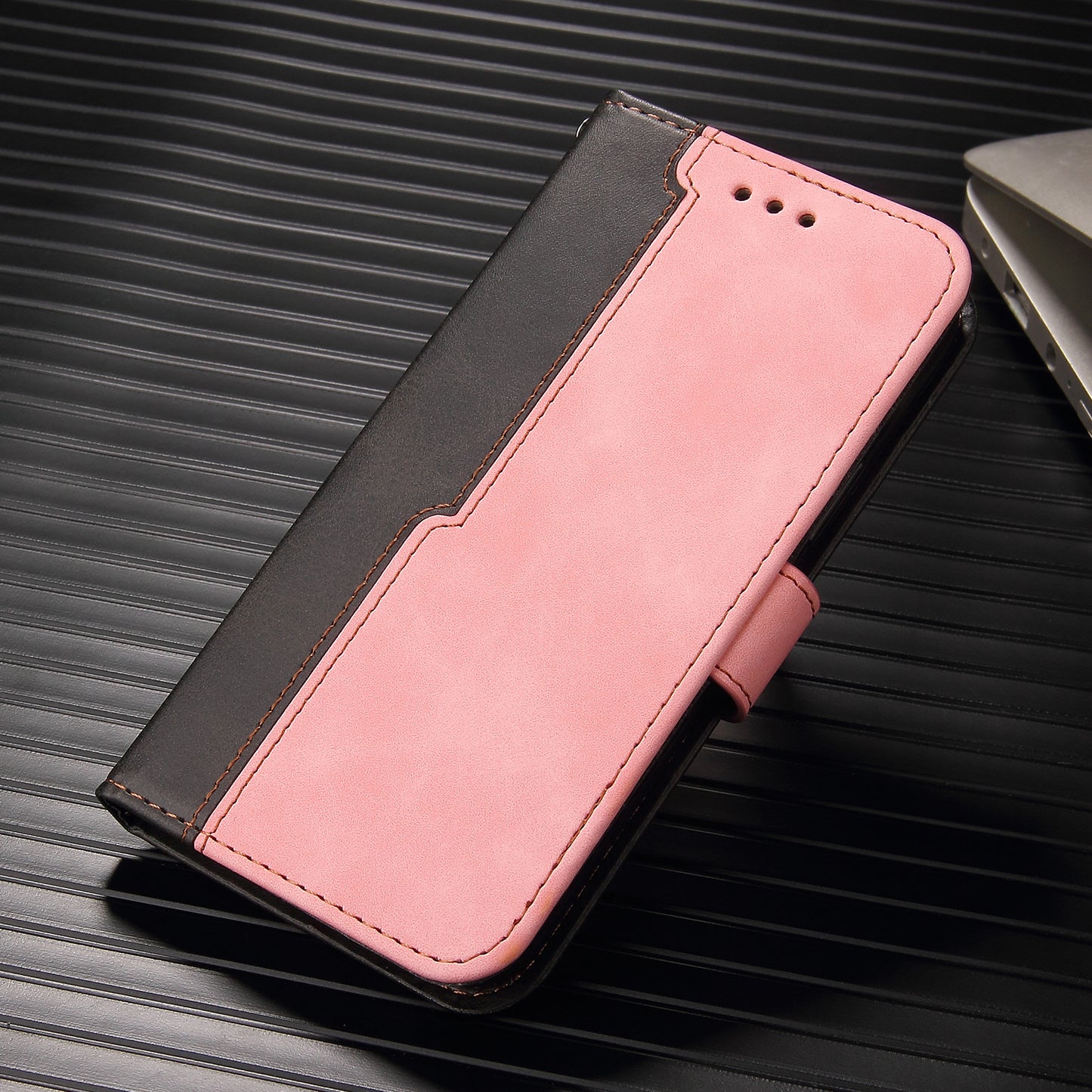 huawei p10 lite flip wallet case suede finish collate style w 3 card slots & back magnetic closure (w-007)