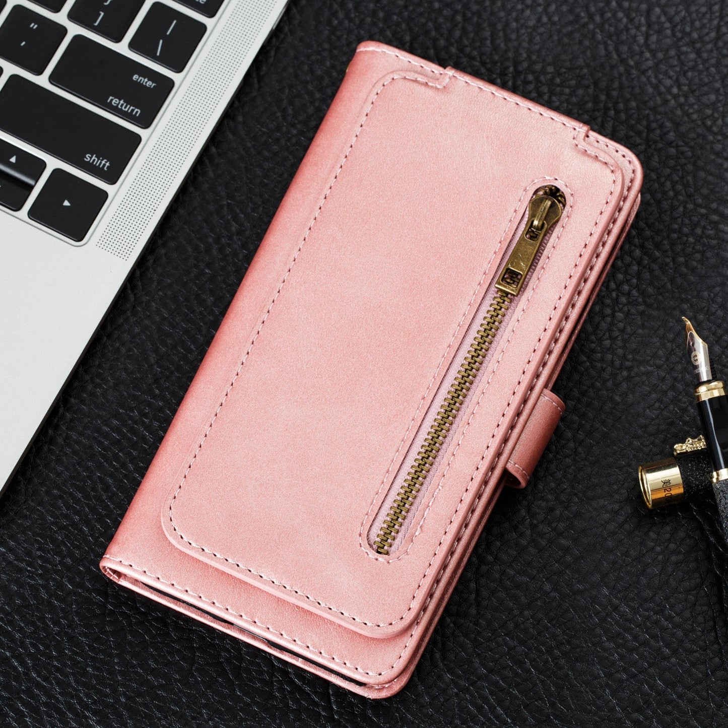 Xiaomi Poco x5 pro pro 9 card wallet vertical flip w front zipper cowhide finish (w-013)