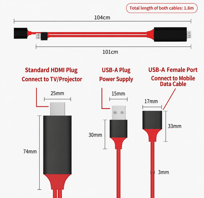 USB HDMI Cable Adapter Phone Share To TV (casting screen content from mobile devices to televisions)