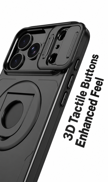 Iphone 16 pro matte finish dual layer case with ring holder & camera shutter magsafe (B014)
