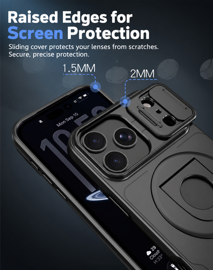 Iphone 16 pro matte finish dual layer case with ring holder & camera shutter magsafe (B014)