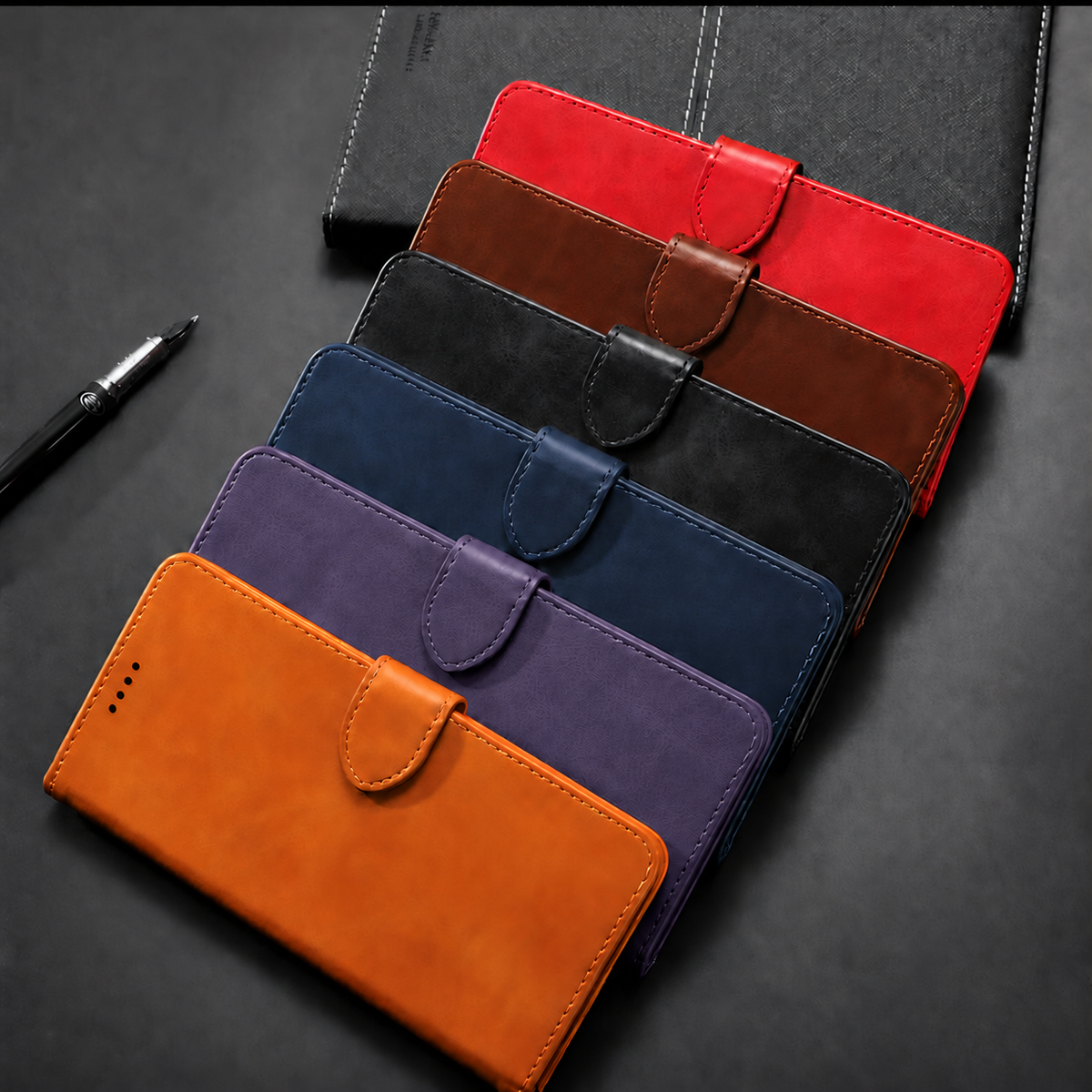 oppo find x10 pro max flip wallet case cowhide finish with 3 card slots (w-001)