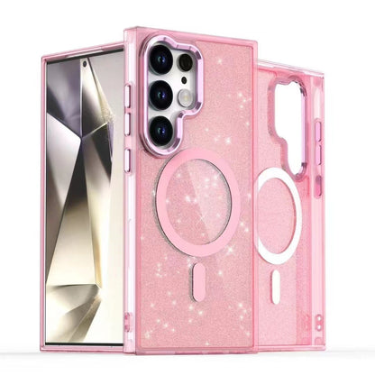 samsung galaxy s24 magsafe fashion hard glitter case foldable metallic camera frame & button