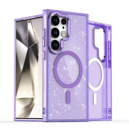 samsung galaxy s25 ultra magsafe fashion hard glitter case foldable metallic camera frame & button