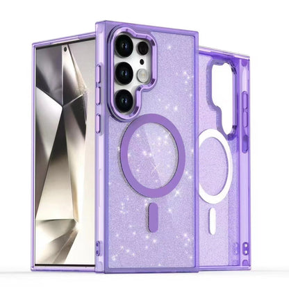 samsung galaxy s24 ultra magsafe fashion hard glitter case foldable metallic camera frame & button
