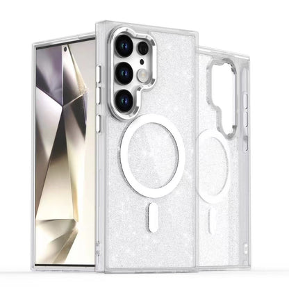 samsung galaxy s25 ultra magsafe fashion hard glitter case foldable metallic camera frame & button