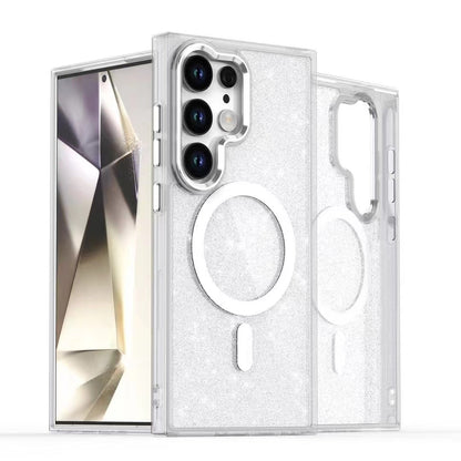 samsung galaxy s24 ultra magsafe fashion hard glitter case foldable metallic camera frame & button