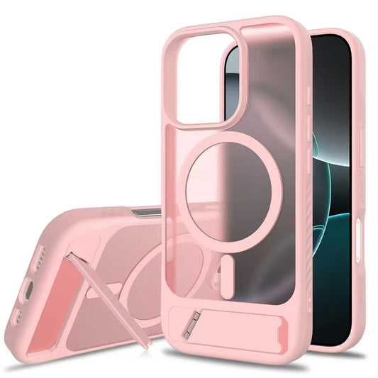 Iphone 16e Soft-Touch Matte Hard Case with MagSafe Ring, flush Kickstand, Shockproof Design