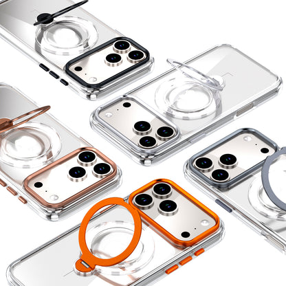 IPhone 13 pro max Crystal Clear MagSafe Case with Rotating Magnetic Ring & Metallic Camera Frame