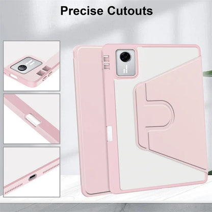 Ultra-Slim 360° Rotating Clear Back Case for iPad with Multi-Angle Stand pink