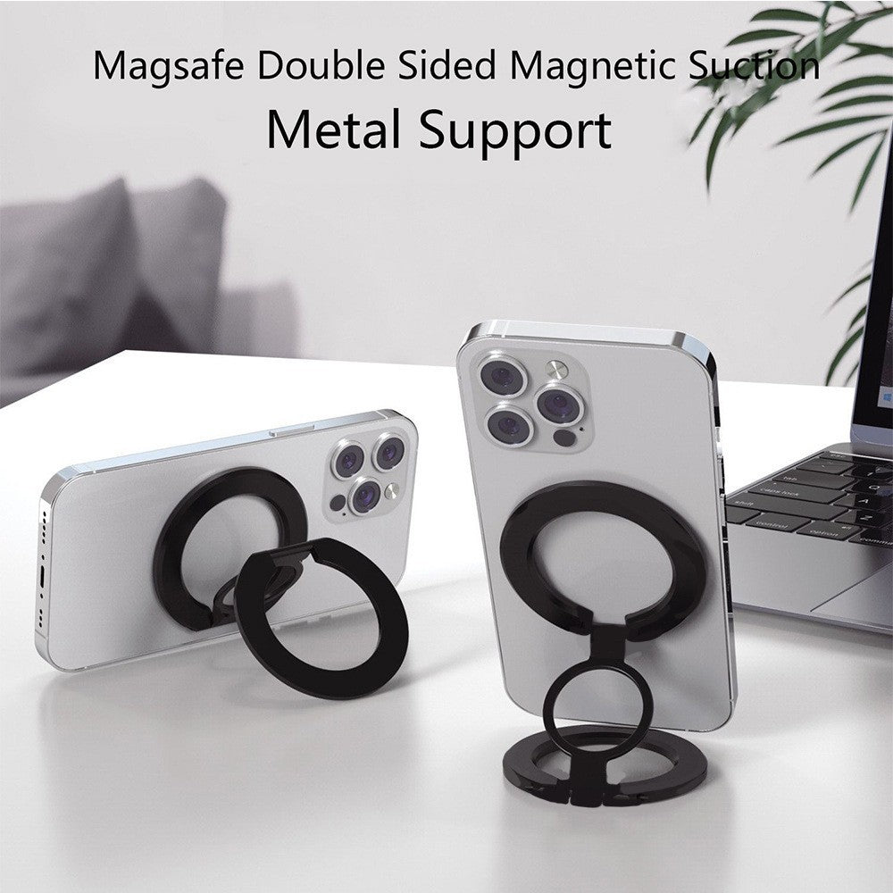 Dual magnetic ring phone holder - Foldable adjustable Magnetic Grip Holder & desktop stand