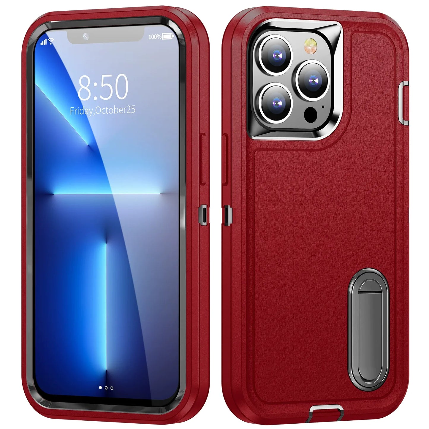 Iphone 16 plus case triple layer defender style with kickstand
