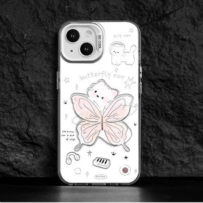 Iphone 7 plus / 8 plus  Slim fit Matte Hard Case with Pink Butterfly Cat Design