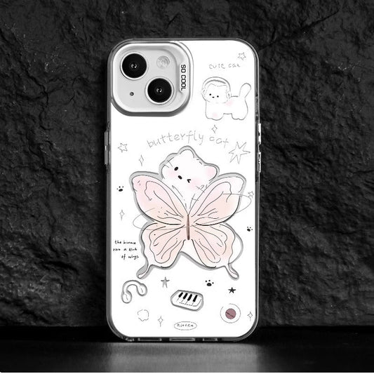 Iphone 11 pro max Slim fit Matte Hard Case with Pink Butterfly Cat Design