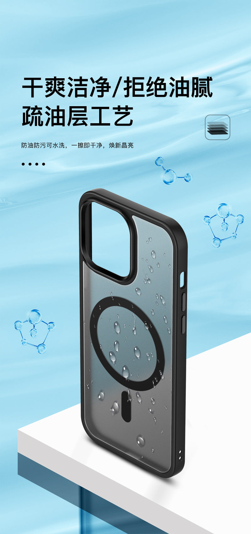 Iphone 13 pro Magnetic Case Soft-Touch Frosted Translucent Black