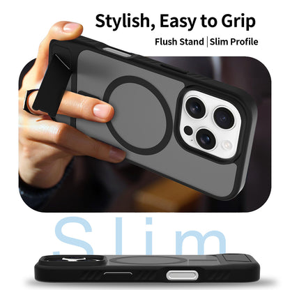 Iphone 16e Soft-Touch Matte Hard Case with MagSafe Ring, flush Kickstand, Shockproof Design