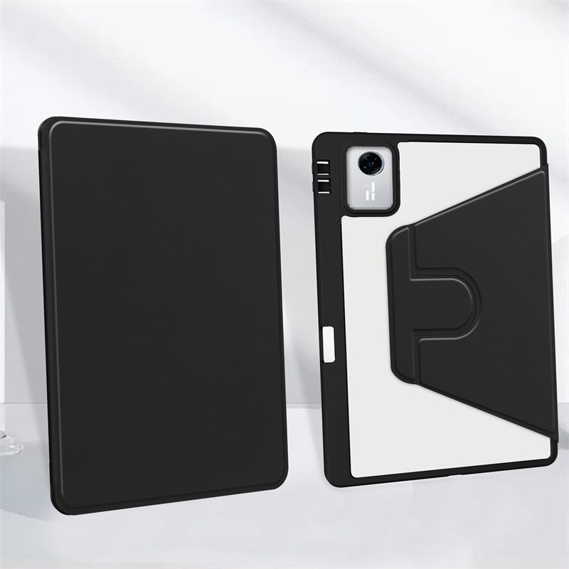 Ultra-Slim 360° Rotating Clear Back Case for iPad with Multi-Angle Stand black
