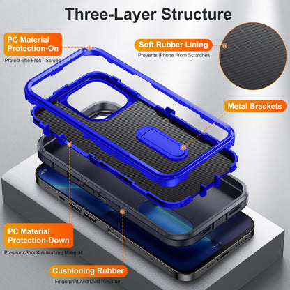 Iphone 16 case triple layer defender style with kickstand