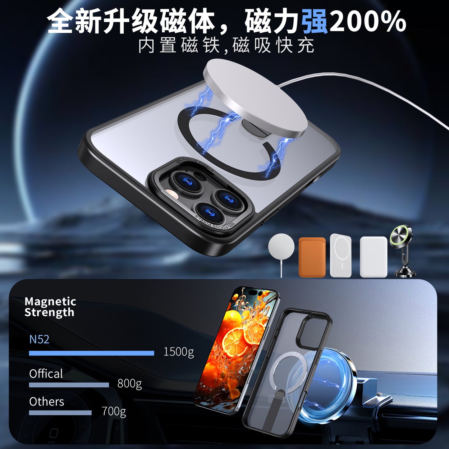 Iphone 16e Magsafe Case with Metal Kickstand & Lens Frame Shockproof Slim Design