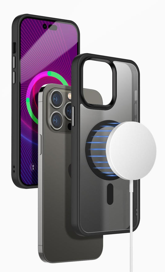 Iphone 17 pro max Magnetic Case Soft-Touch Frosted Translucent Black
