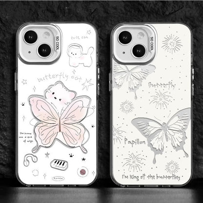 Iphone 11 pro max Slim fit Matte Hard Case with Pink Butterfly Cat Design