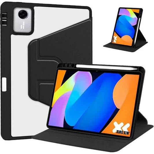 Ultra-Slim 360° Rotating Clear Back Case for iPad with Multi-Angle Stand black