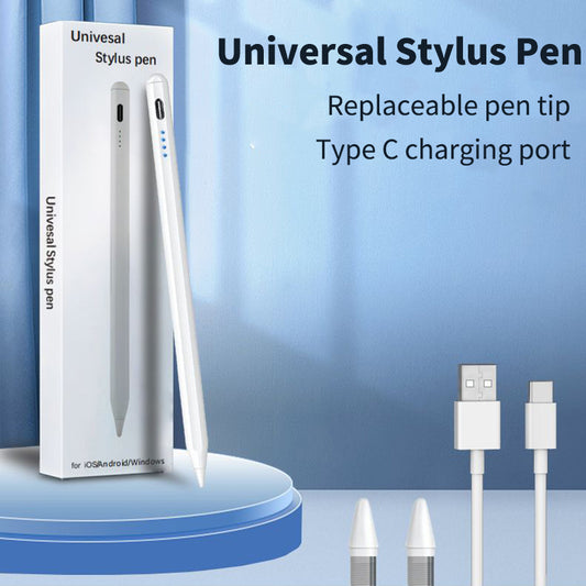 Universal Stylus Pen Rechargeable Touchscreen Pen with Type-C Charging & Replaceable Tip for iOS/Android/Windows Devices