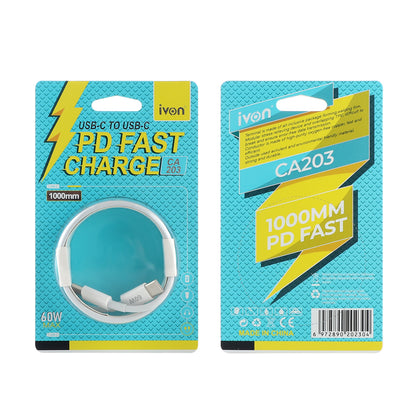 ivon 60W fast charge usb c to usb c 1m (ca203)