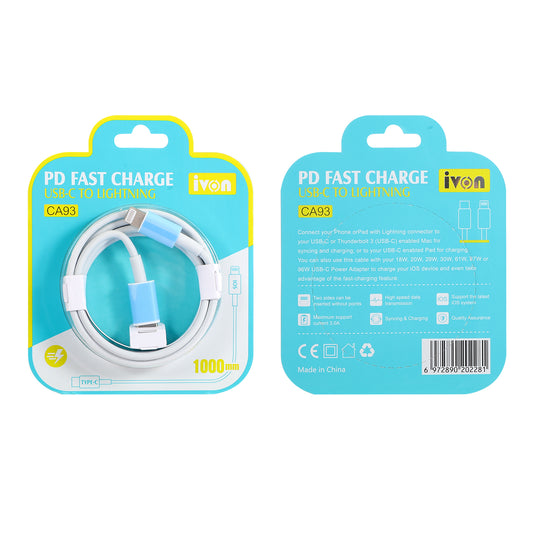 ivon 20W PD fast cable  USB C to lightning 1M (ca93)
