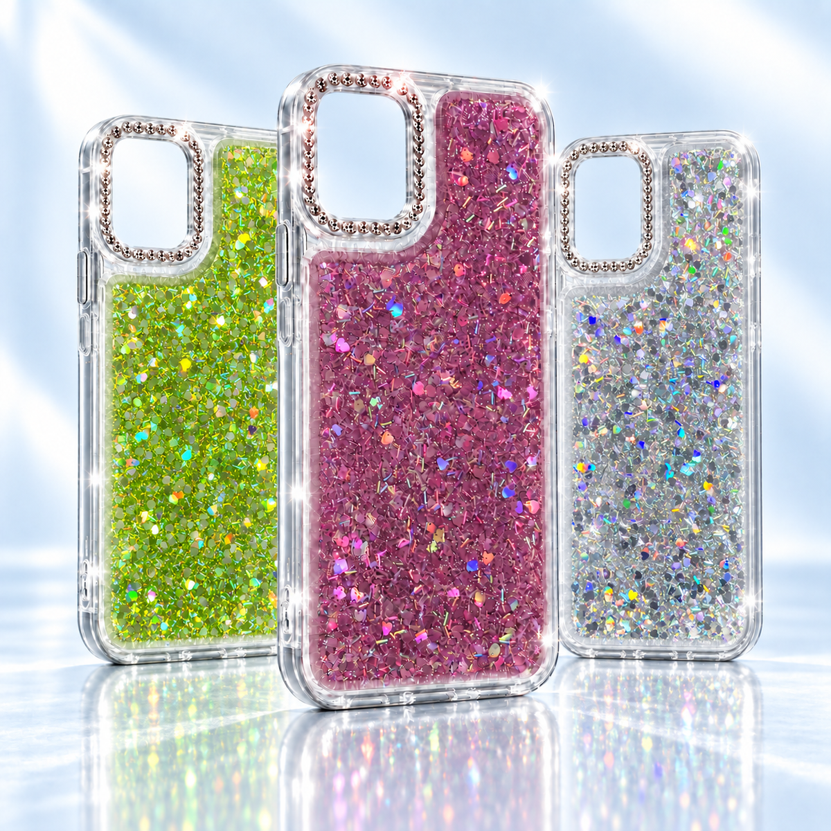iPhone 13 Pro Slim fit clear case with glitter finish & camera protection
