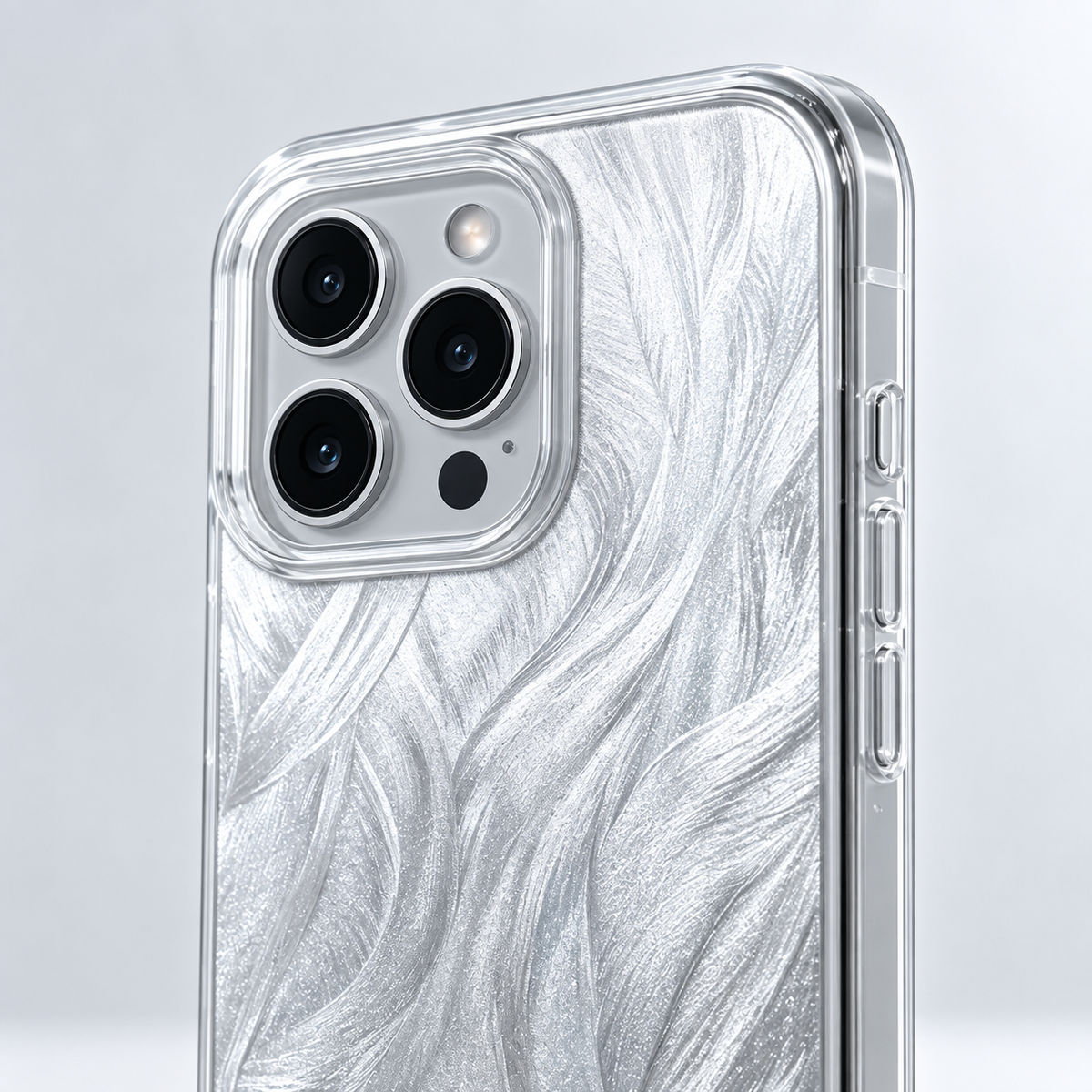 iPhone 16 Pro Max Slim fit case with mirror finish & feather pattern camera protection