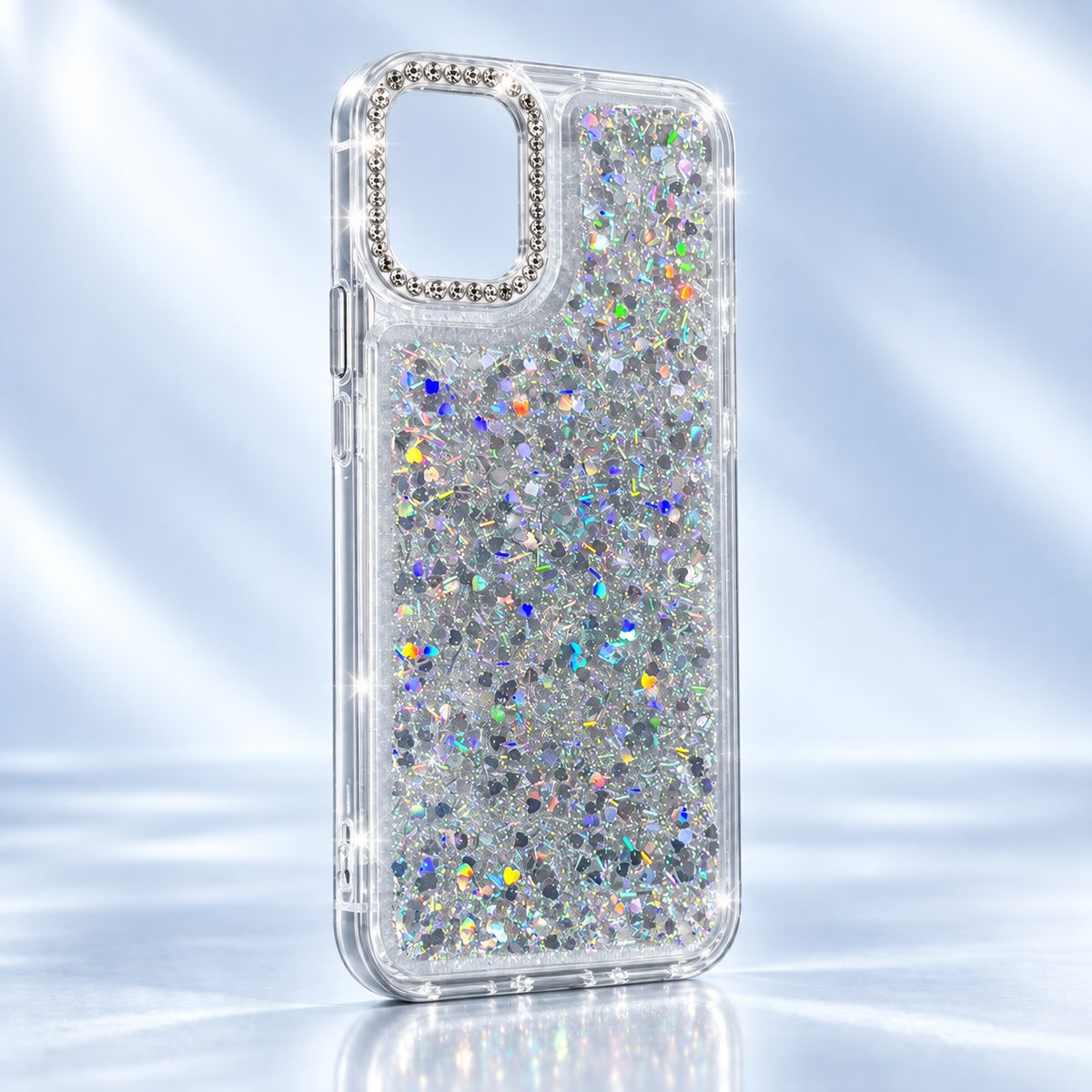 iPhone 13 Pro Slim fit clear case with glitter finish & camera protection