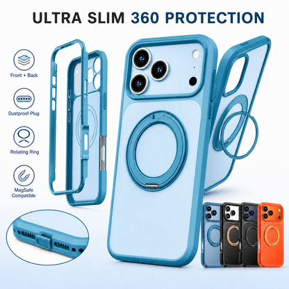 Iphone 11 case Ultra Slim Dual Tone MagSafe 360° Front + Back Protection, Dustproof Plug & Rotating Ring (b013)