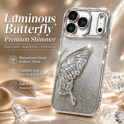 iphone 16 plus floating glitter butterfly case