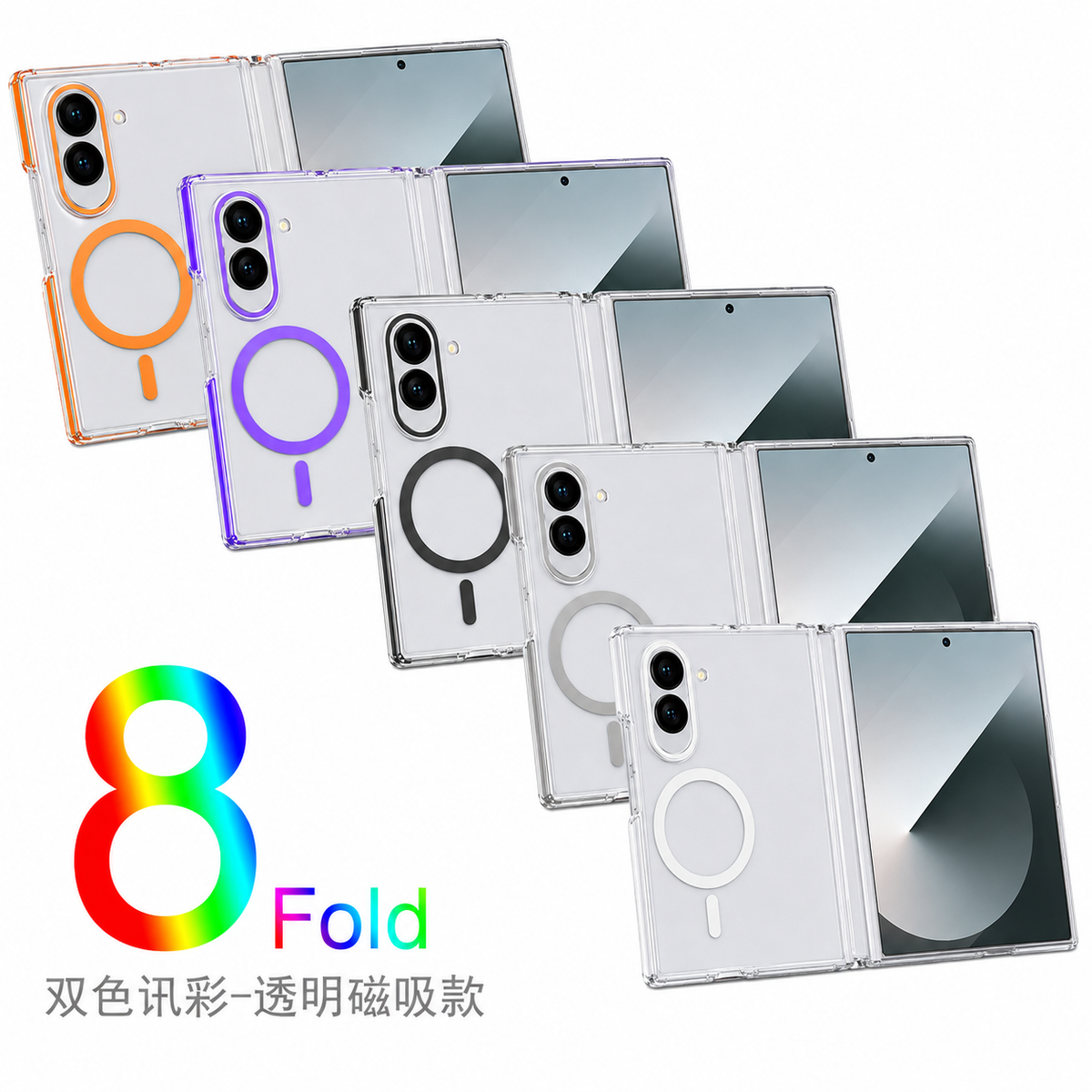 Samsung Galaxy z fold 8 Crystal Clear MagSafe Case with Metallic Camera Frame