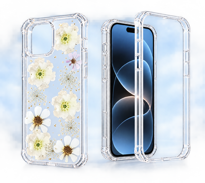 iPhone 13 Pro 2pc shockproof clear case resin exposy floral camera protection