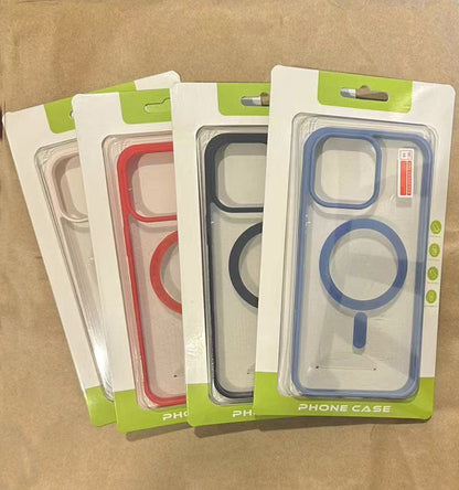 Samsung galaxy s24 fe Magnetic Case hard clear back with soft-touch colored bumper