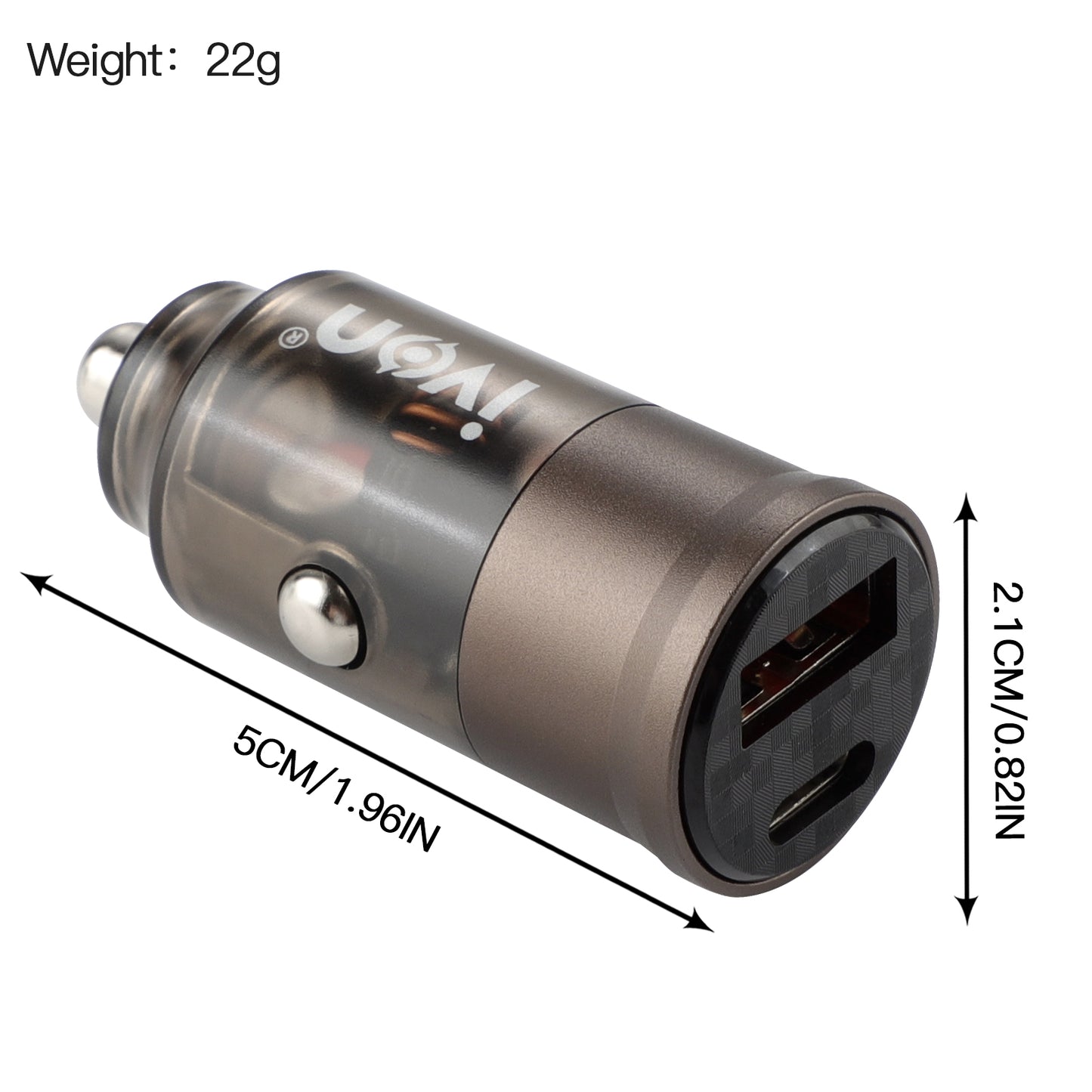 Ivon Dual port Car Charger : 33W PD fast charger support 25w super fast charge for samsung & 20w fast charge for IP cc60
