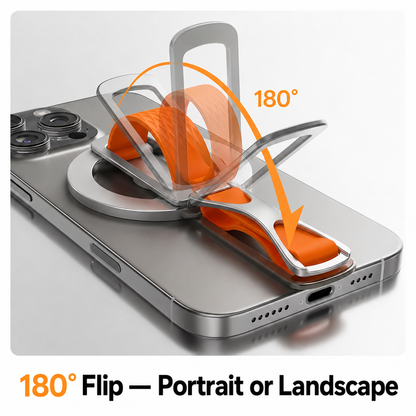 Magnetic Phone Grip & Foldable Stand with Soft Silicone Finger Strap