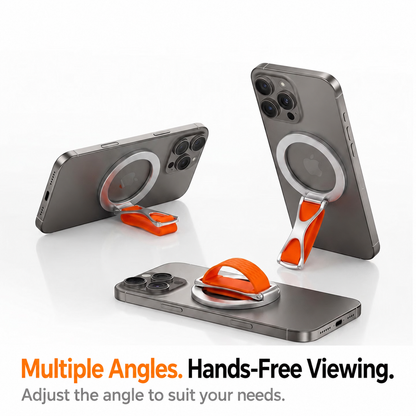 Magnetic Phone Grip & Foldable Stand with Soft Silicone Finger Strap