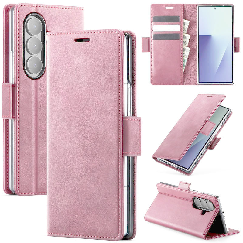 samsung galaxy z fold 5 PU leather wallet case 3 card 5 color option
