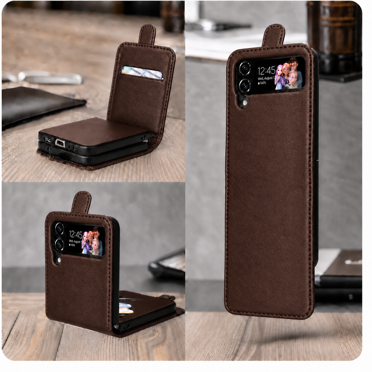 Galaxy Z Flip 3 wallet case brown
